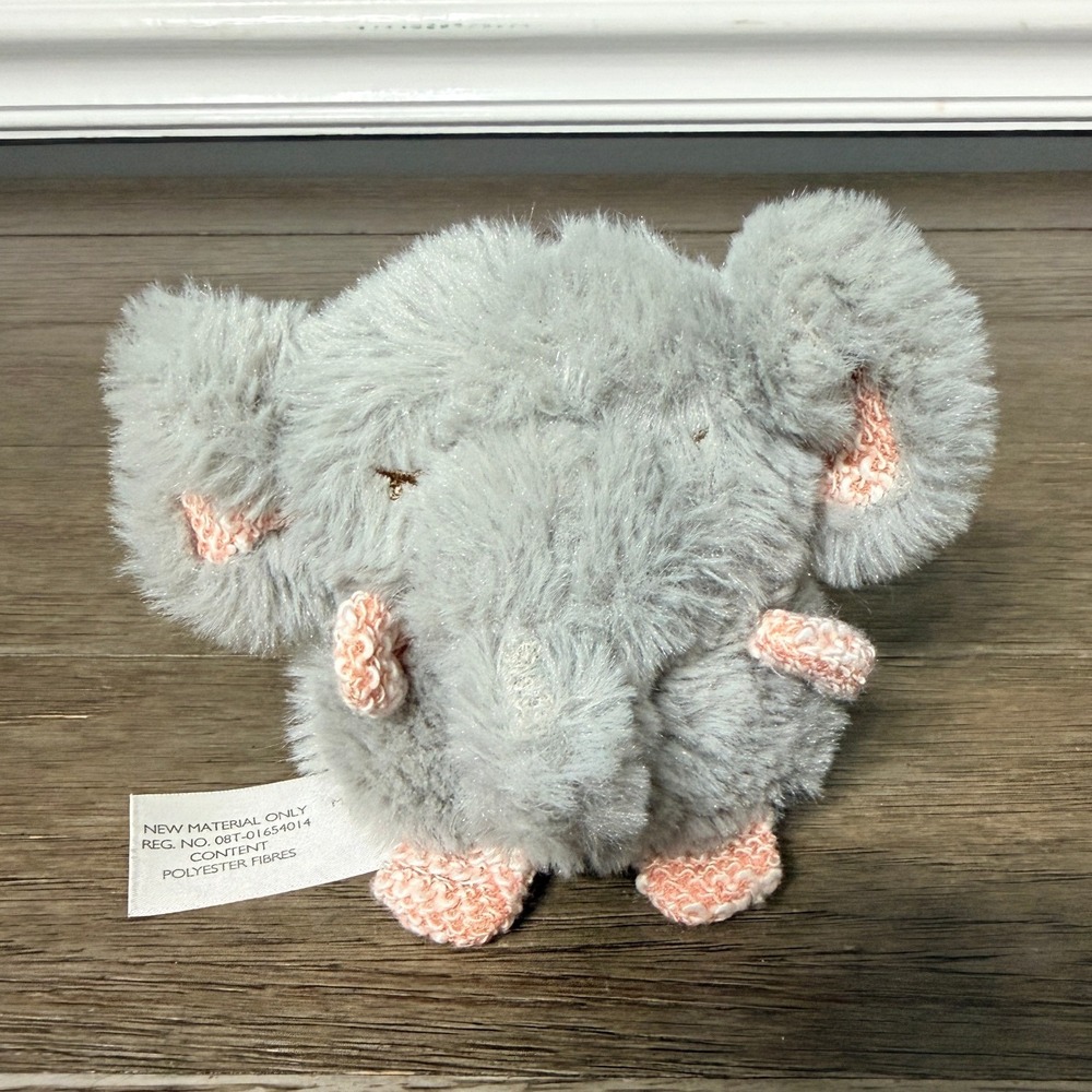 Animal Adventure Grey Elephant Plush Shaggy Soft Stuffed Animal Pink Accents